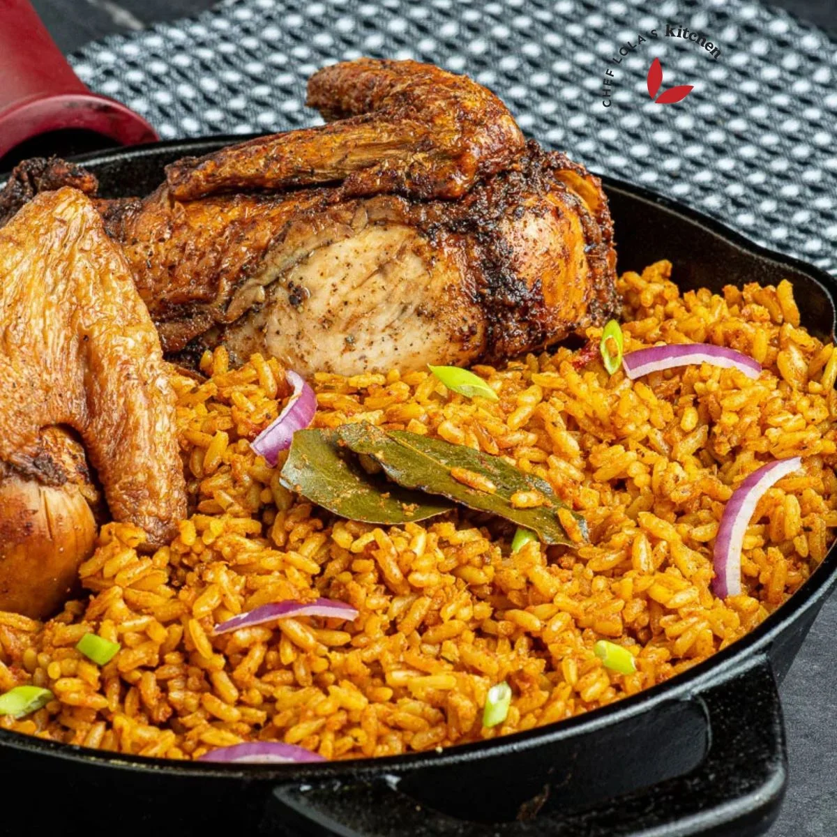 Jollof Rice, chicken 